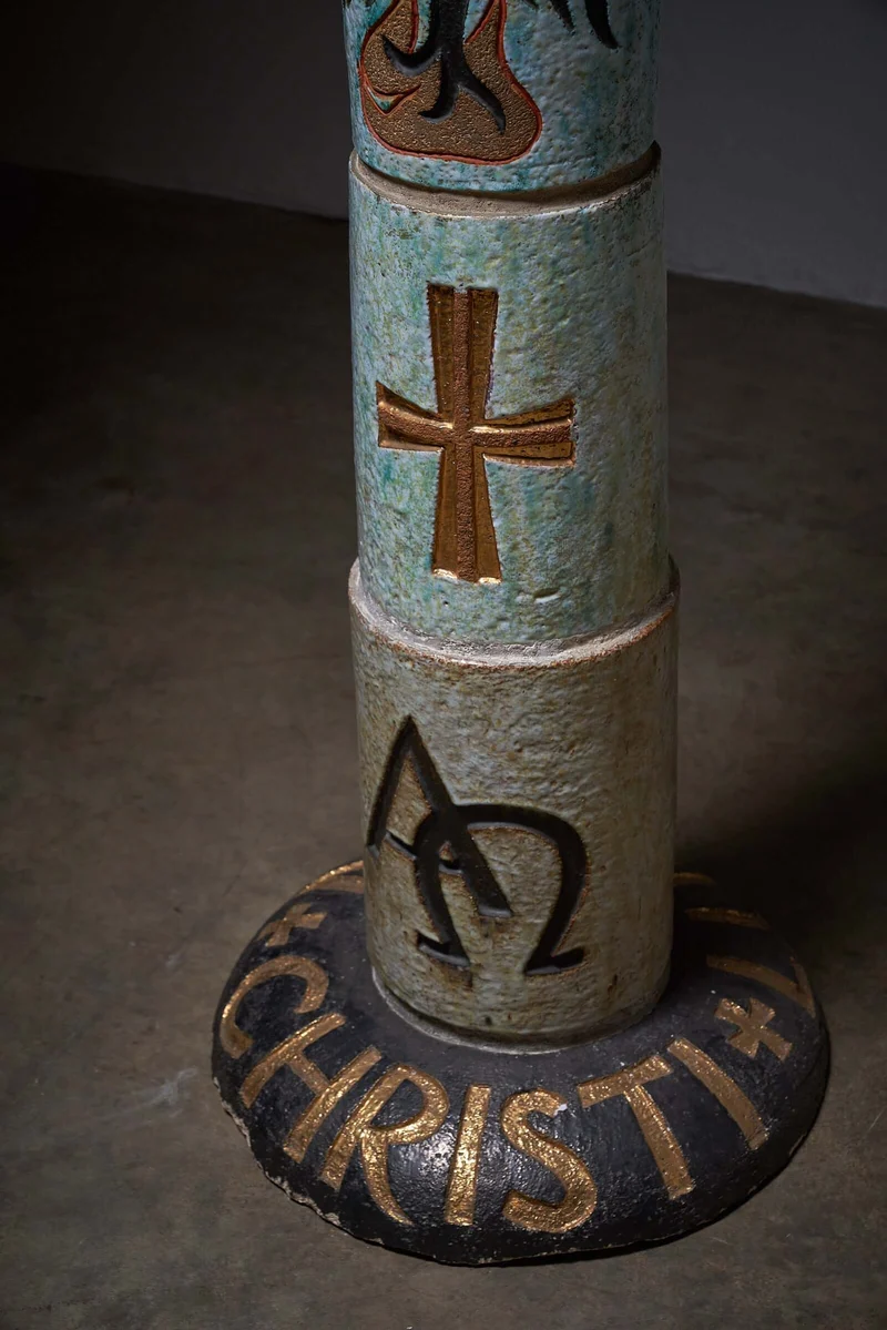 Ceramic Totem with Christian Symbols - Multicolored