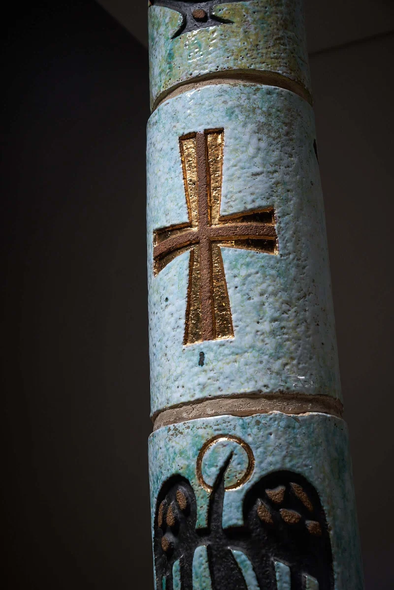 Ceramic Totem with Christian Symbols - Multicolored