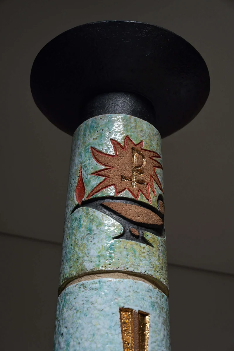 Ceramic Totem with Christian Symbols - Multicolored