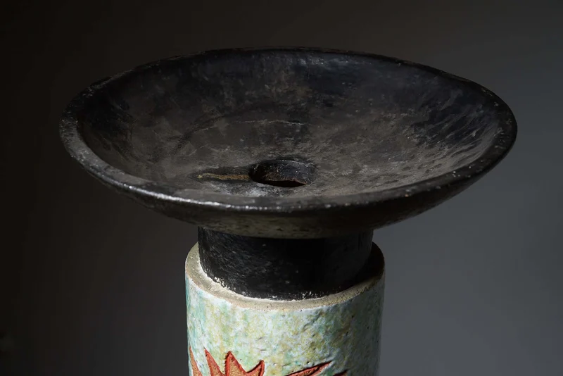 Ceramic Totem with Christian Symbols - Multicolored