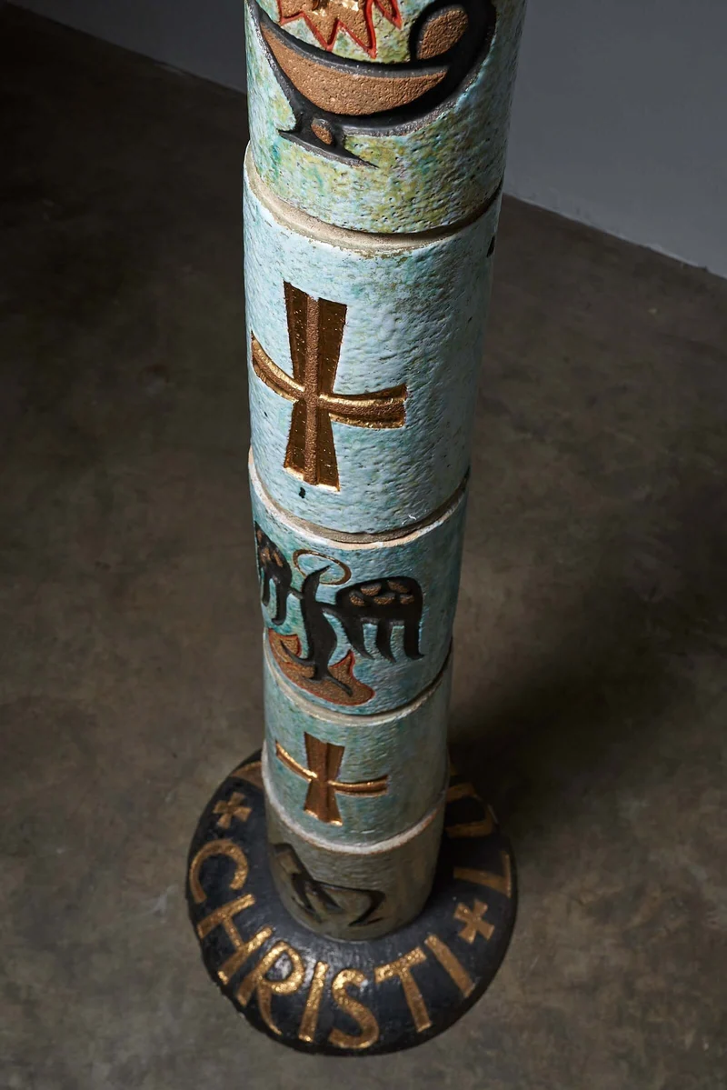 Ceramic Totem with Christian Symbols - Multicolored