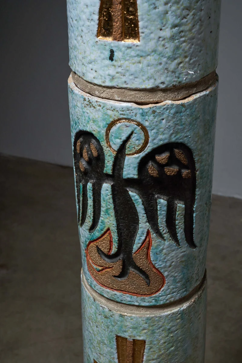 Ceramic Totem with Christian Symbols - Multicolored