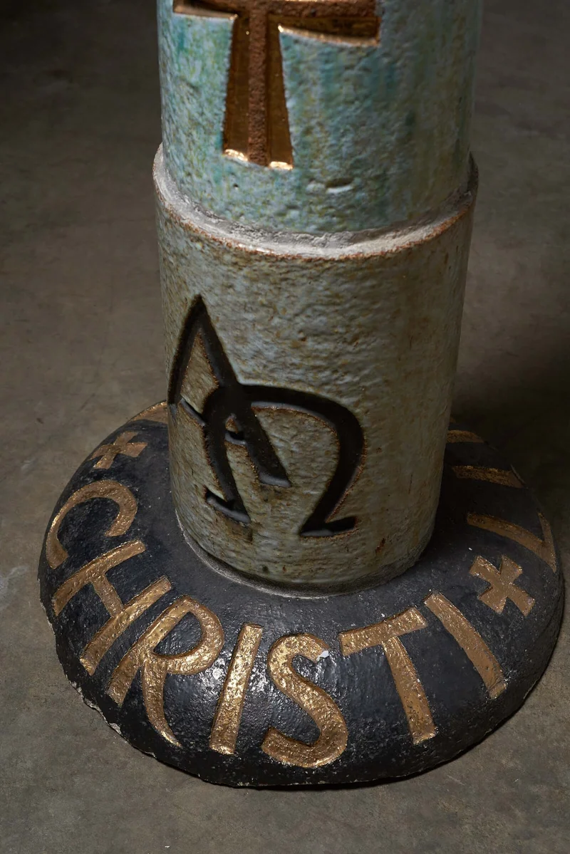 Ceramic Totem with Christian Symbols - Multicolored