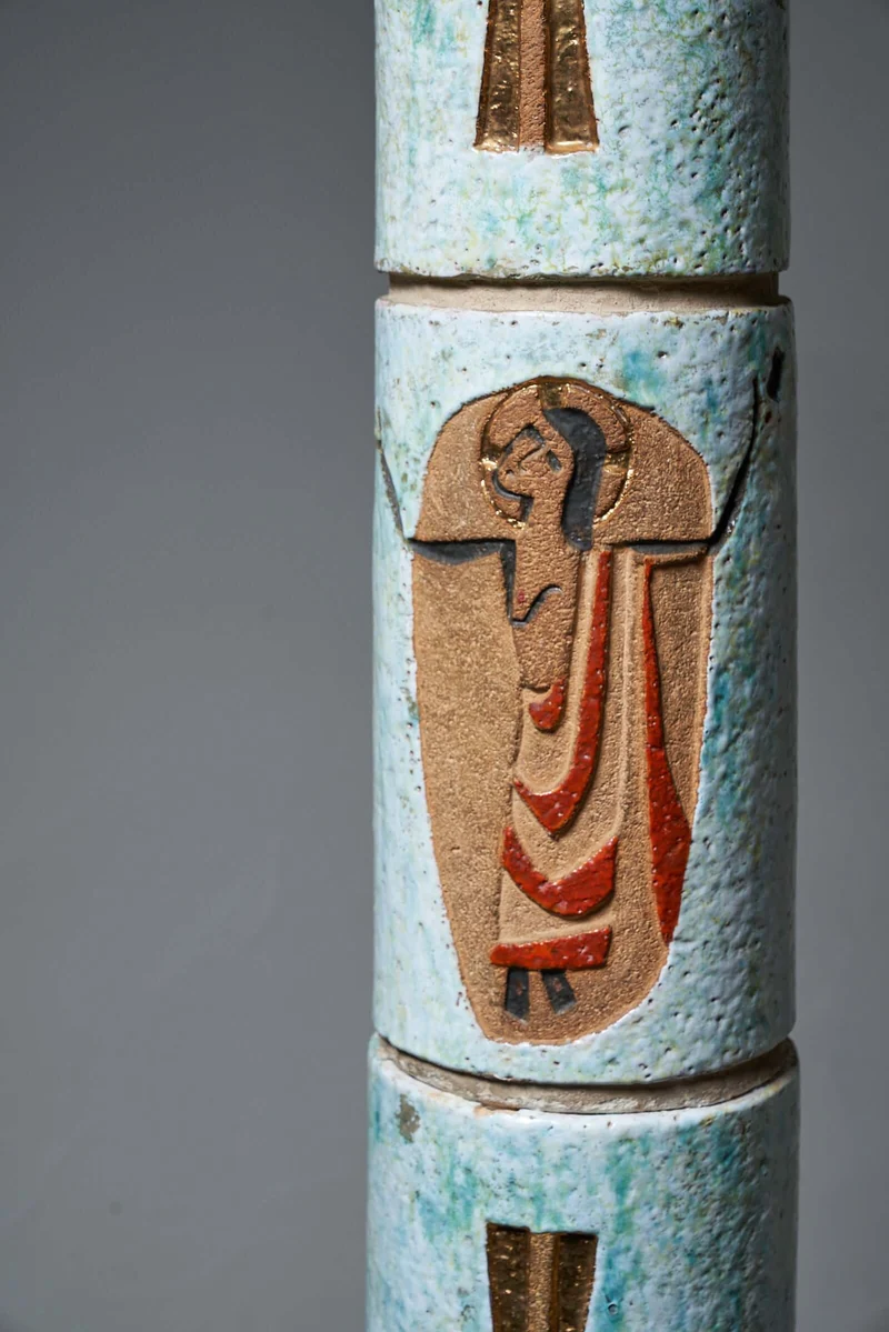 Ceramic Totem with Christian Symbols - Multicolored