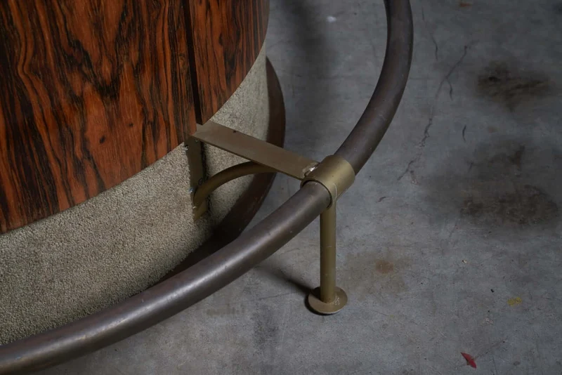 Vintage Rosewood and Black Leather Bar Table