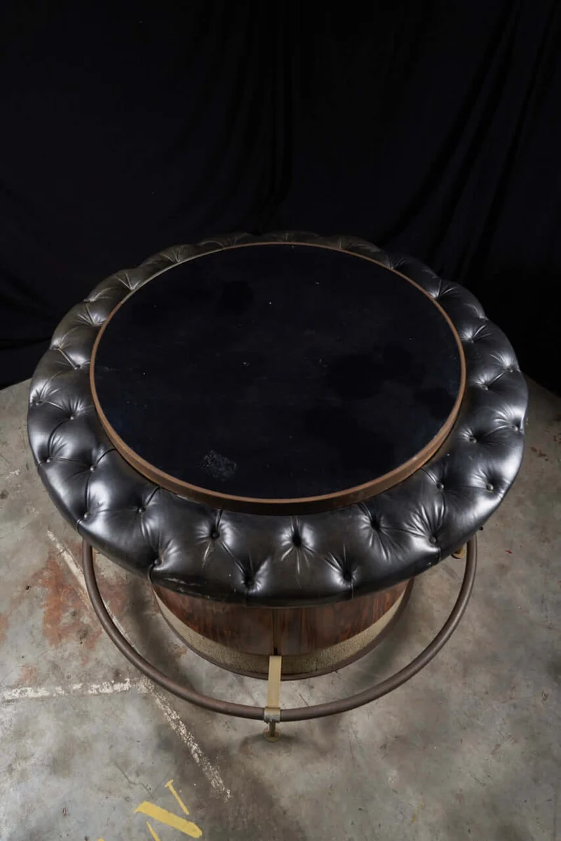 Vintage Rosewood and Black Leather Bar Table
