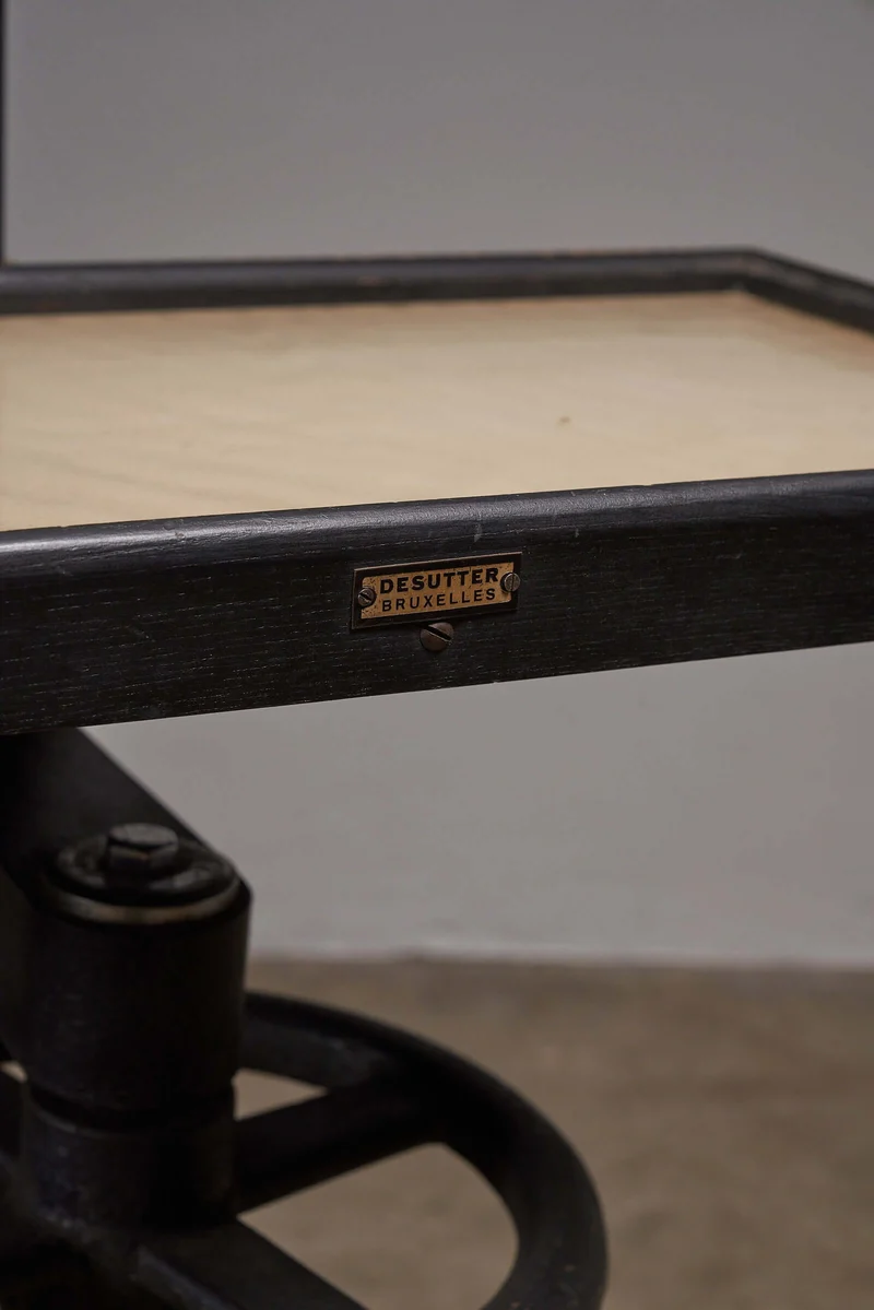 Vintage Black Optometry Examination Table, Early 20th Century Medical Equipment