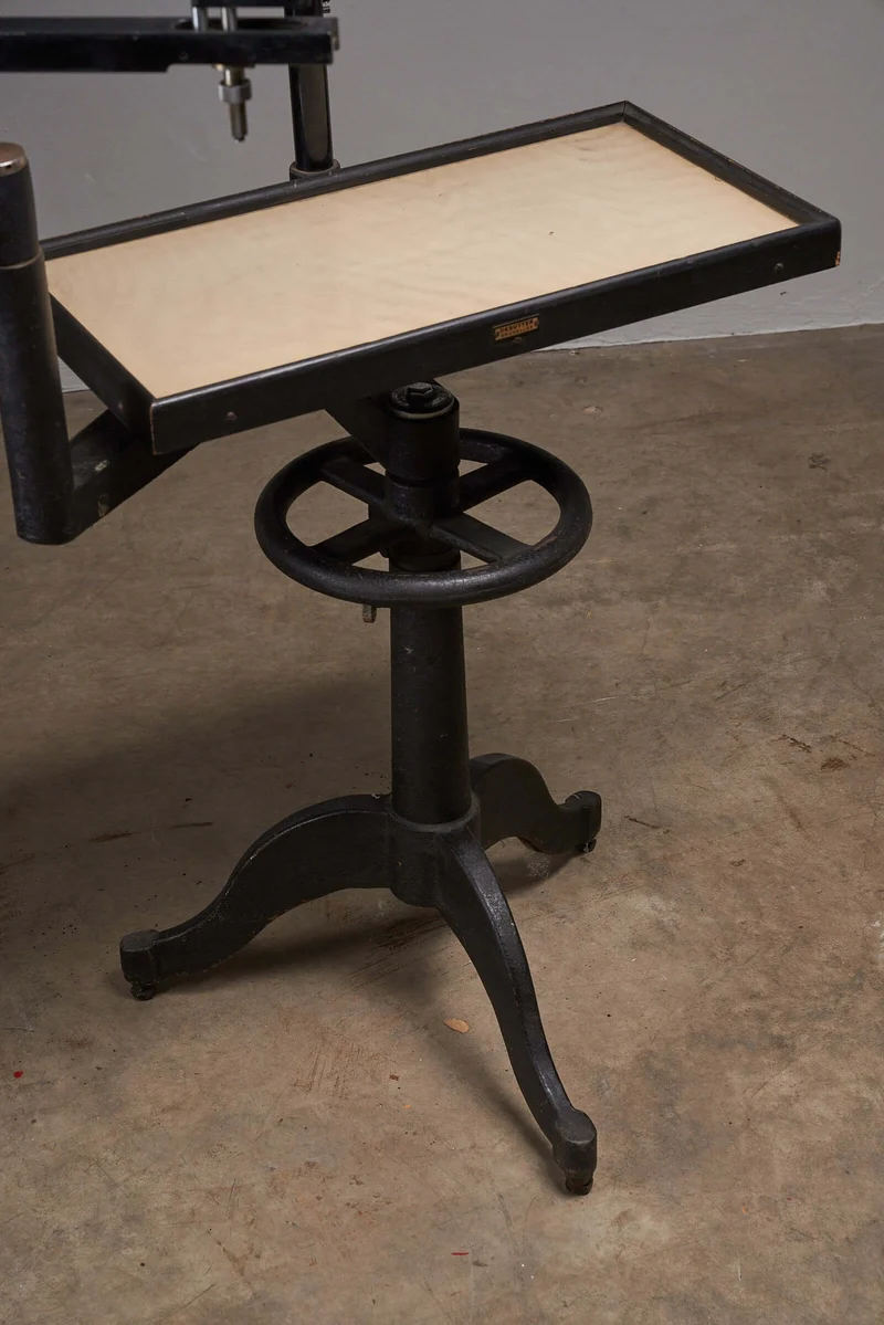 Vintage Black Optometry Examination Table, Early 20th Century Medical Equipment