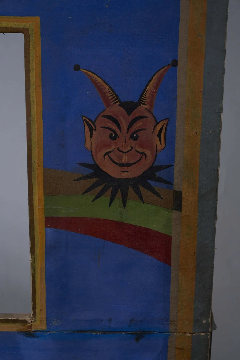 Antique Hand-Painted Puppet Theater Backdrop, Early 20th Century