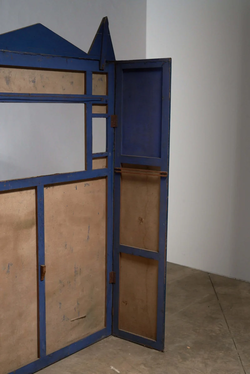 Antique Hand-Painted Puppet Theater Backdrop, Early 20th Century