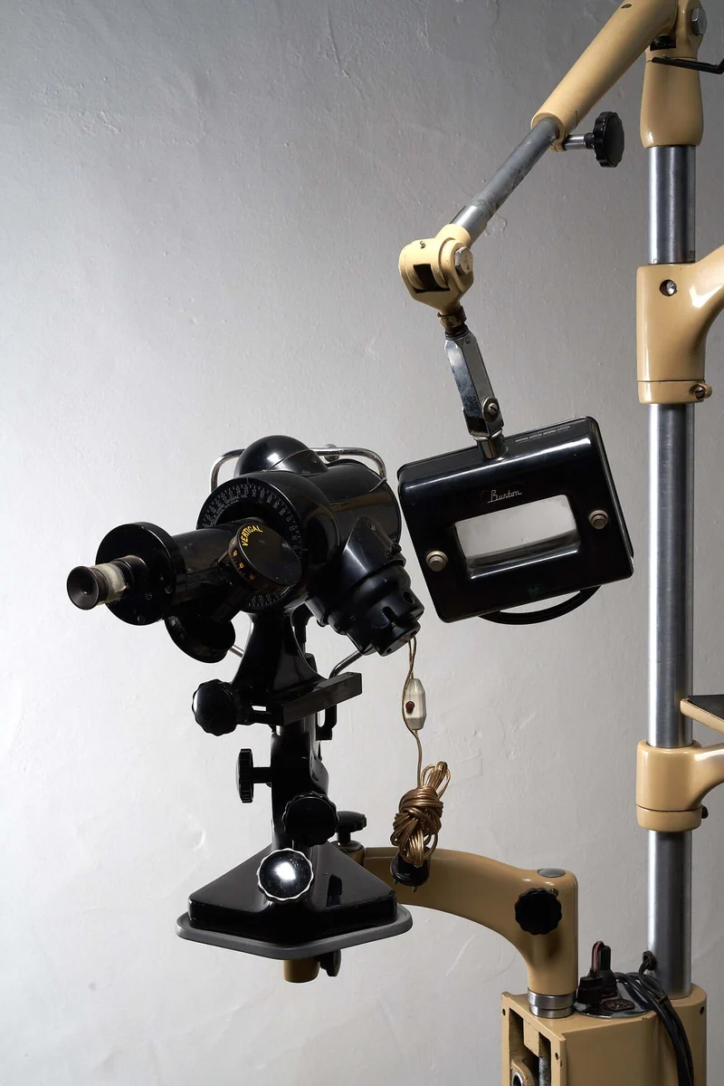 Vintage Optometry Examination Chair and Equipment, 1900s Medical Apparatus