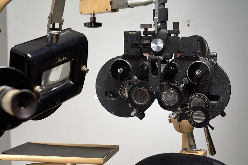 Vintage Optometry Examination Chair and Equipment, 1900s Medical Apparatus