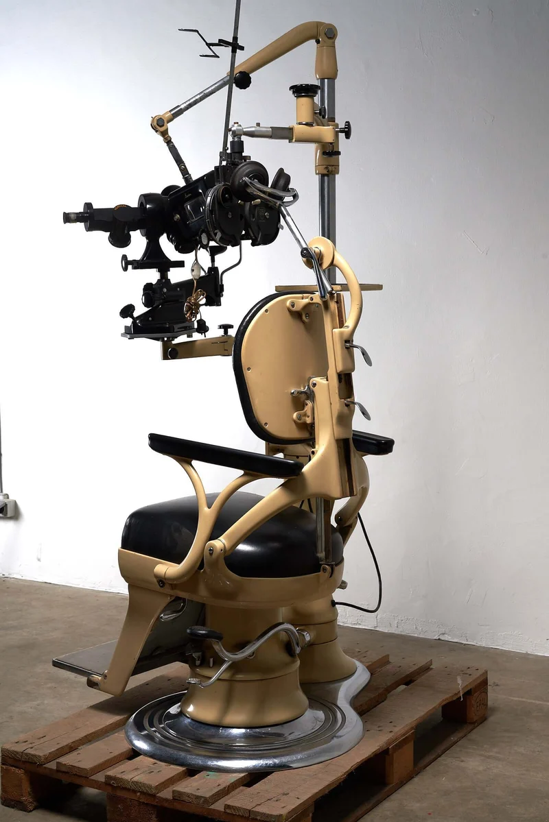 Vintage Optometry Examination Chair and Equipment, 1900s Medical Apparatus