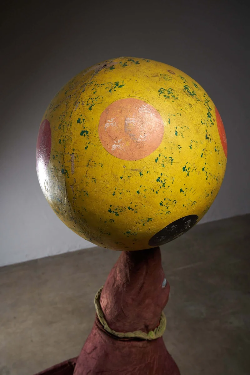 Antique Circus Seal with Ball, Hand-Painted Wooden Mechanism