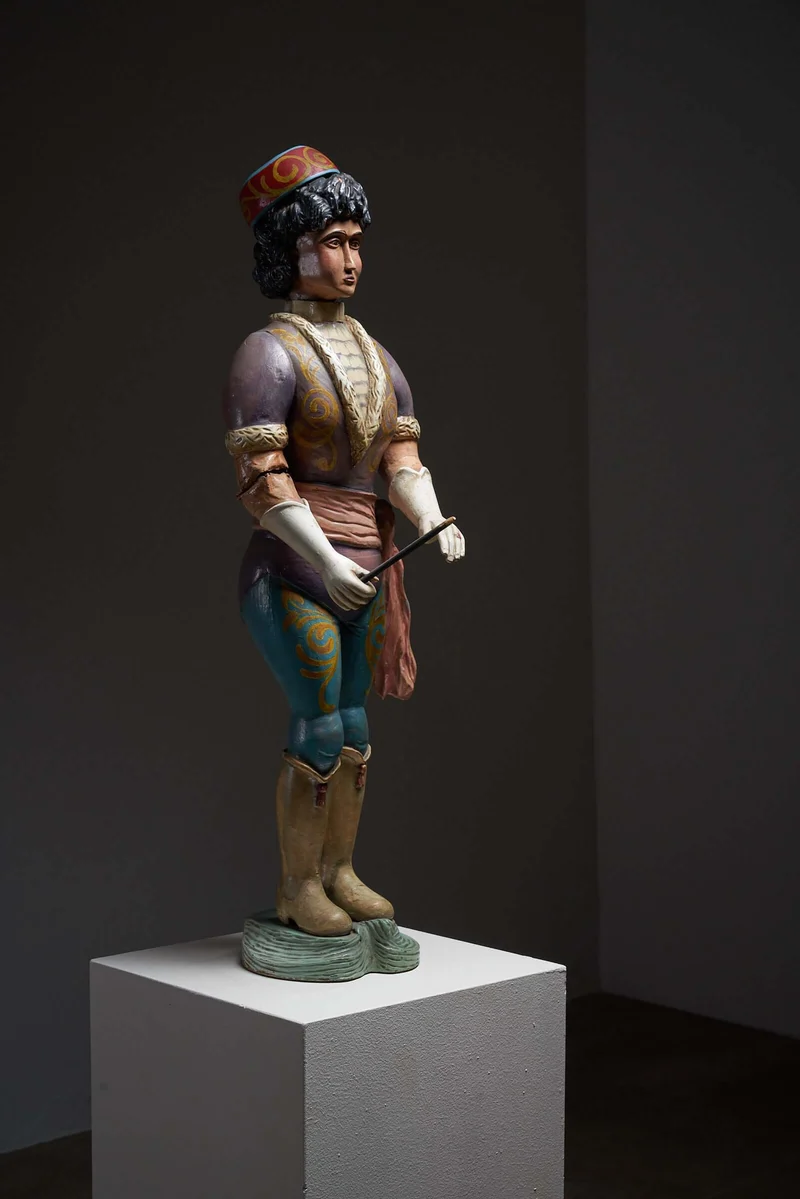 Antique Carousel Conductor Figure, Hand-Painted Wood, Early 20th Century