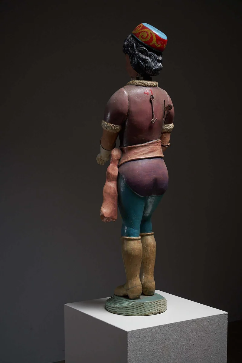 Antique Carousel Conductor Figure, Hand-Painted Wood, Early 20th Century