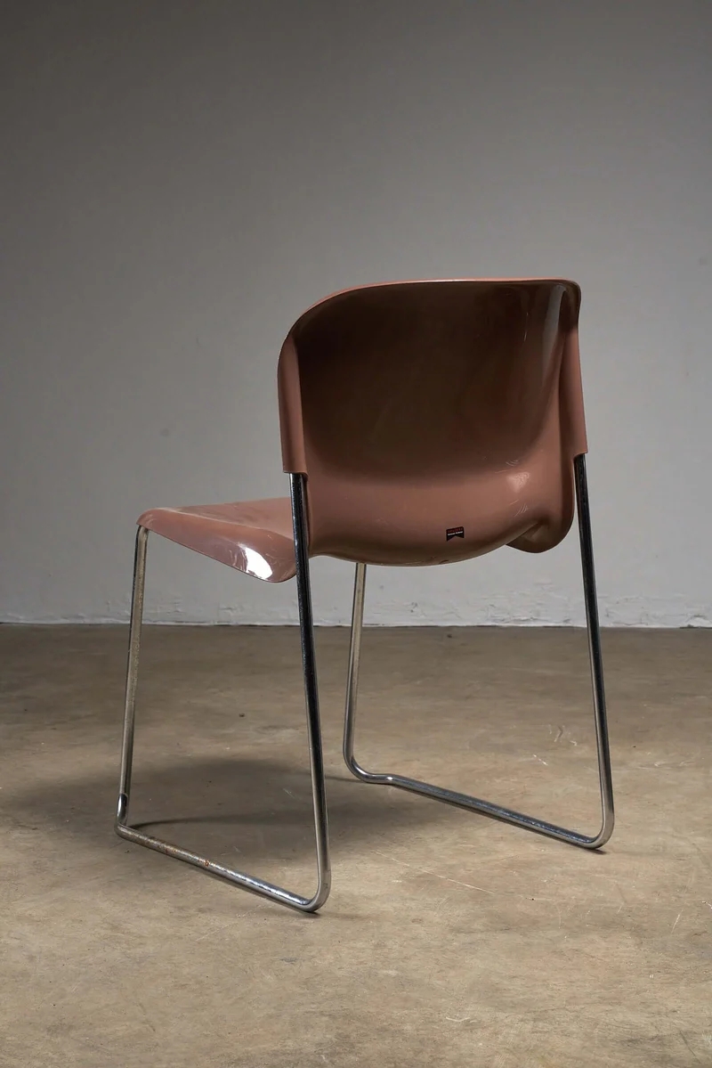 1 of 4 SM Swing Chairs by Gerd Lange for Drabert, 1970s Brown Stacking Chairs