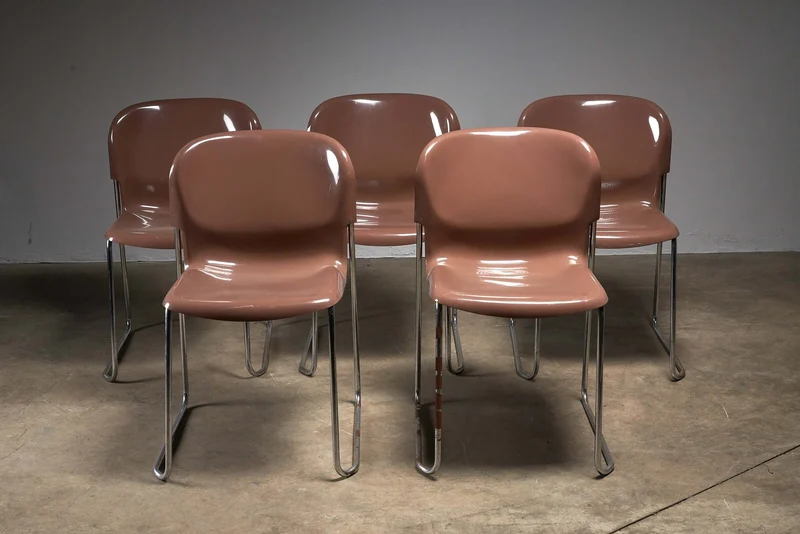 1 of 4 SM Swing Chairs by Gerd Lange for Drabert, 1970s Brown Stacking Chairs