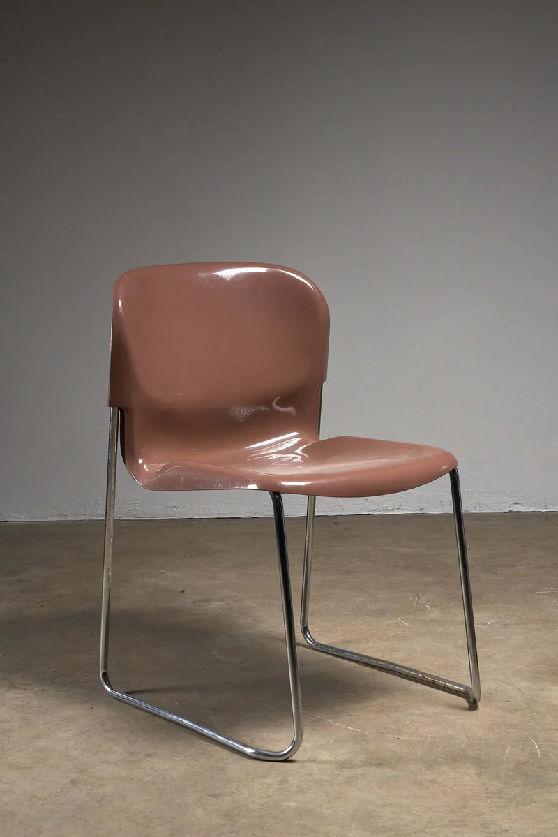 1 of 4 SM Swing Chairs by Gerd Lange for Drabert, 1970s Brown Stacking Chairs