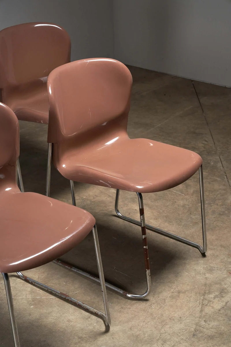 1 of 4 SM Swing Chairs by Gerd Lange for Drabert, 1970s Brown Stacking Chairs