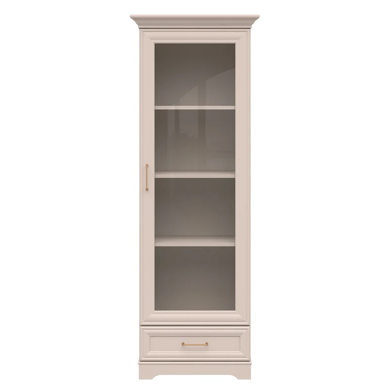 Vitrine 1 porte 1 tiroir Perle Cachemire