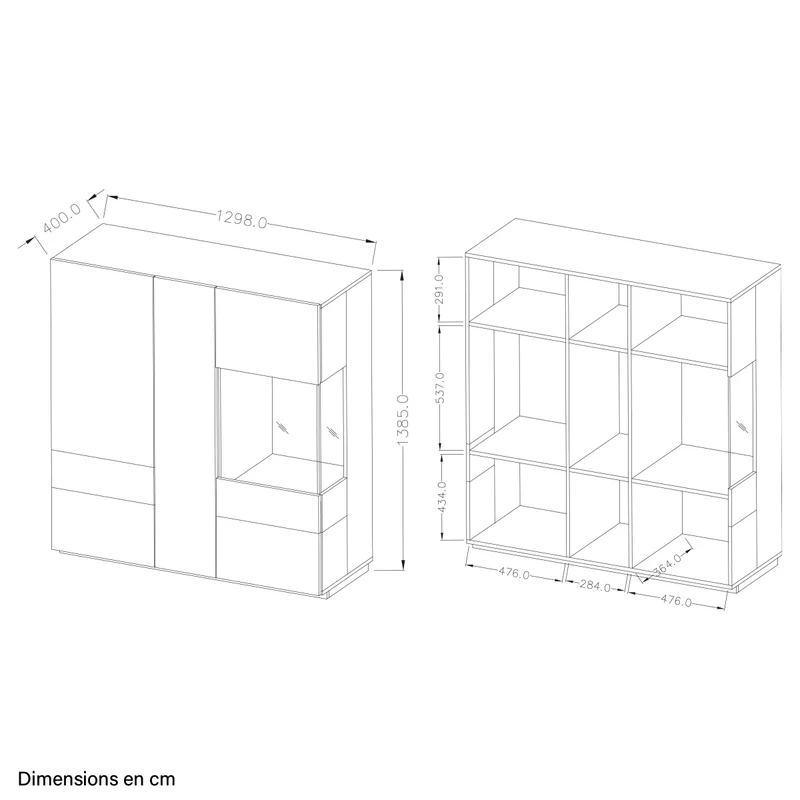 Vaisselier 3 portes Andrea Gris anthracite et Bois