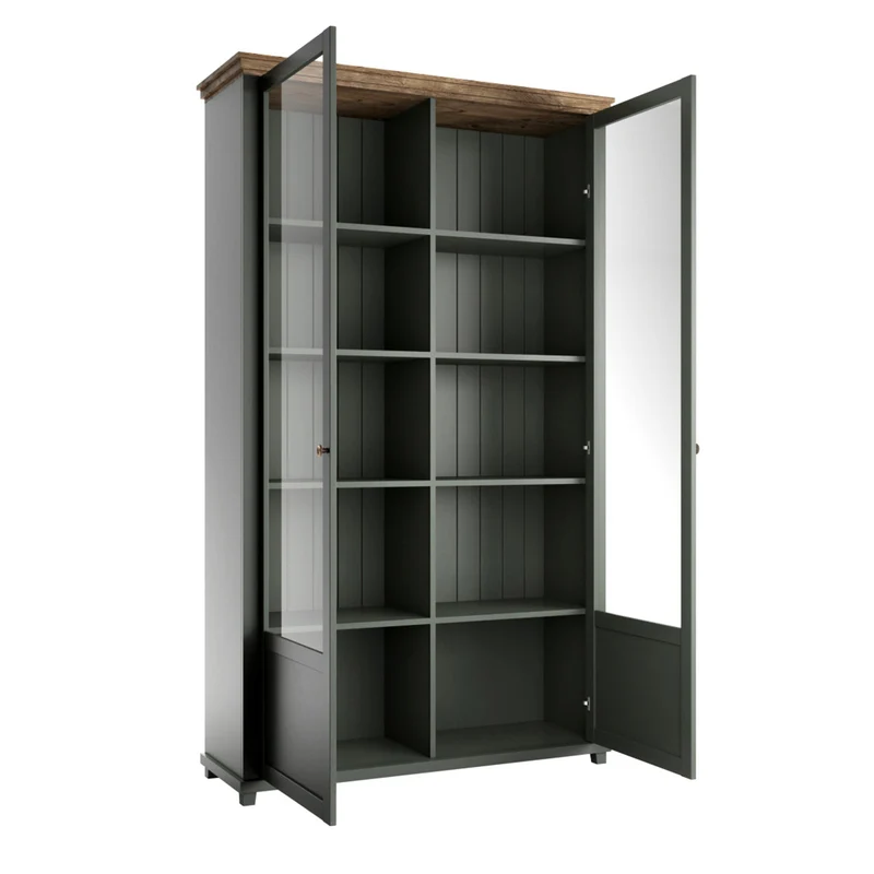 Vaisselier 2 portes Martin Vert et Bois