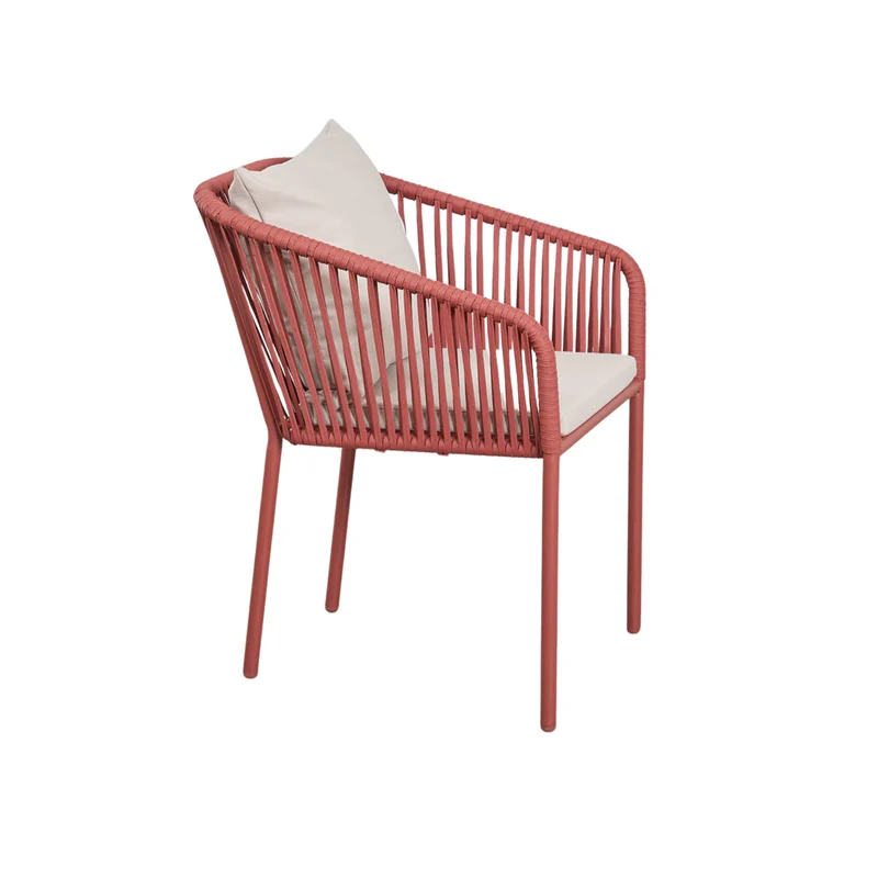 Lot de 2 chaises de jardin SKLUM Arhiza empilables avec accoudoirs en corde tressée terracotta