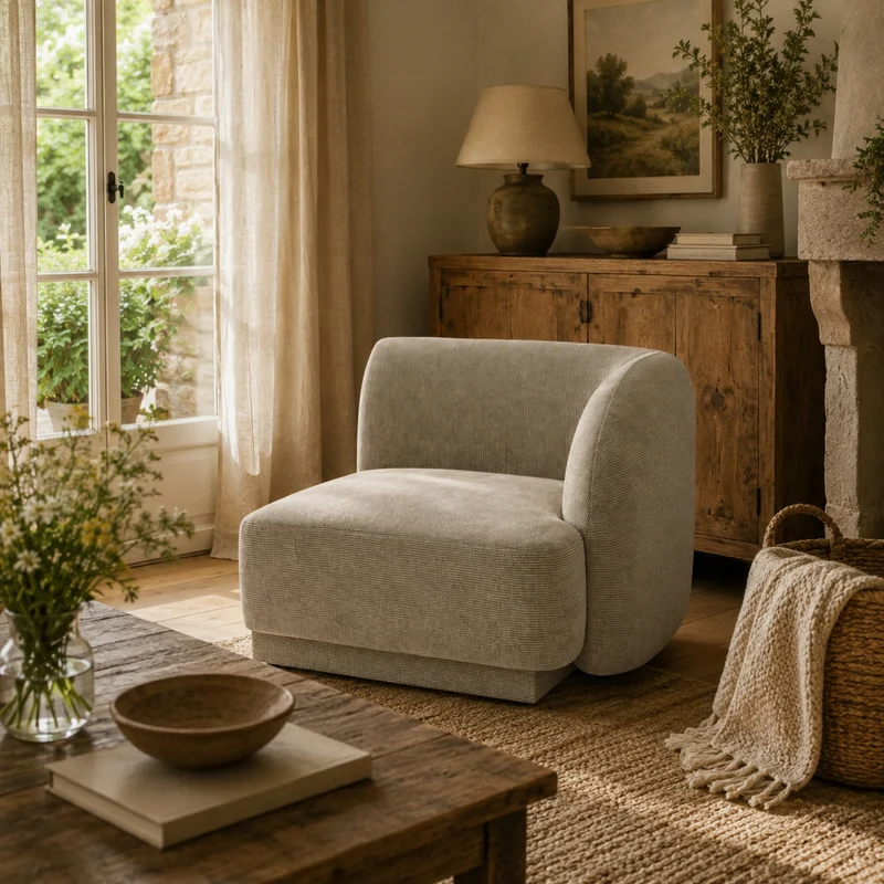 Module MICADONI Miley en tissu chenille beige