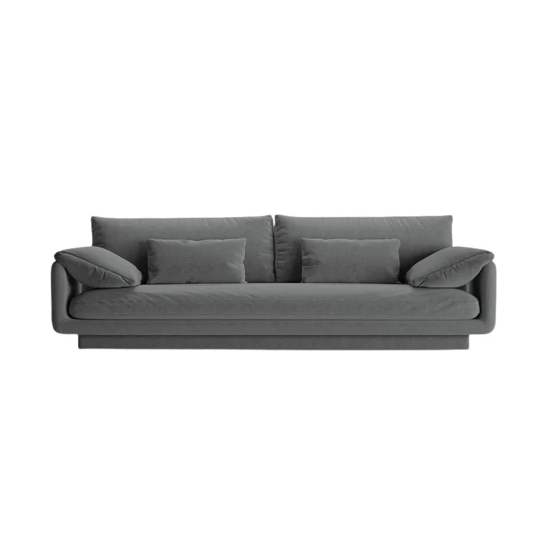 Canapé droit MICADONI Torino 4 places en tissu structurel gris foncé