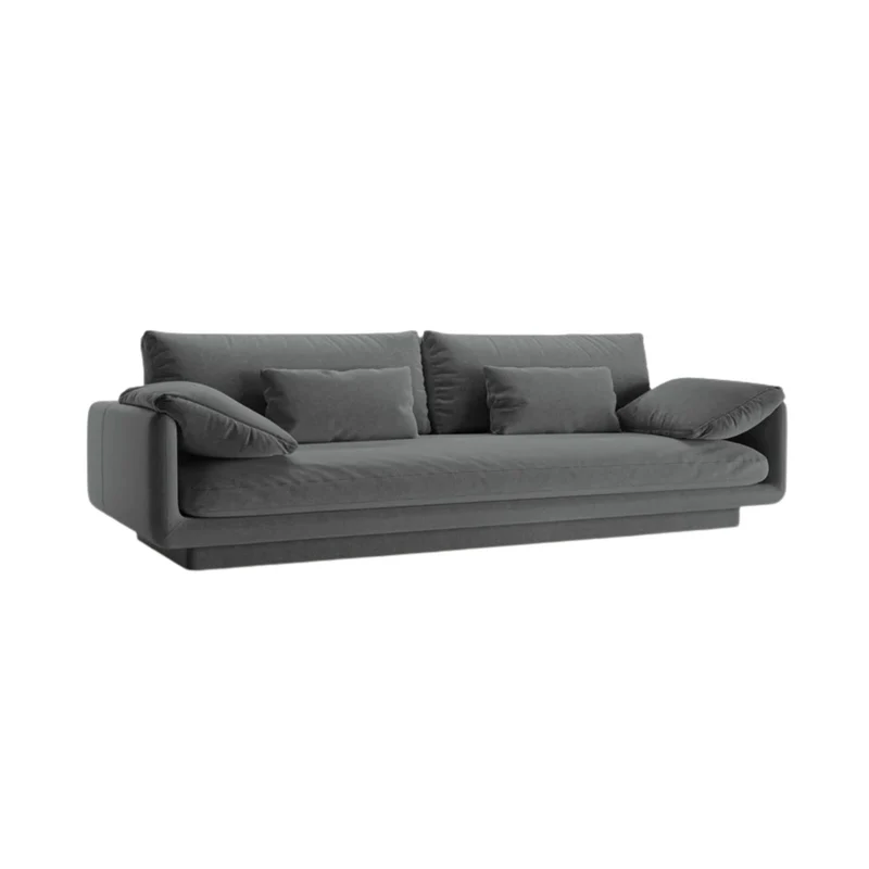 Canapé droit MICADONI Torino 4 places en tissu structurel gris foncé