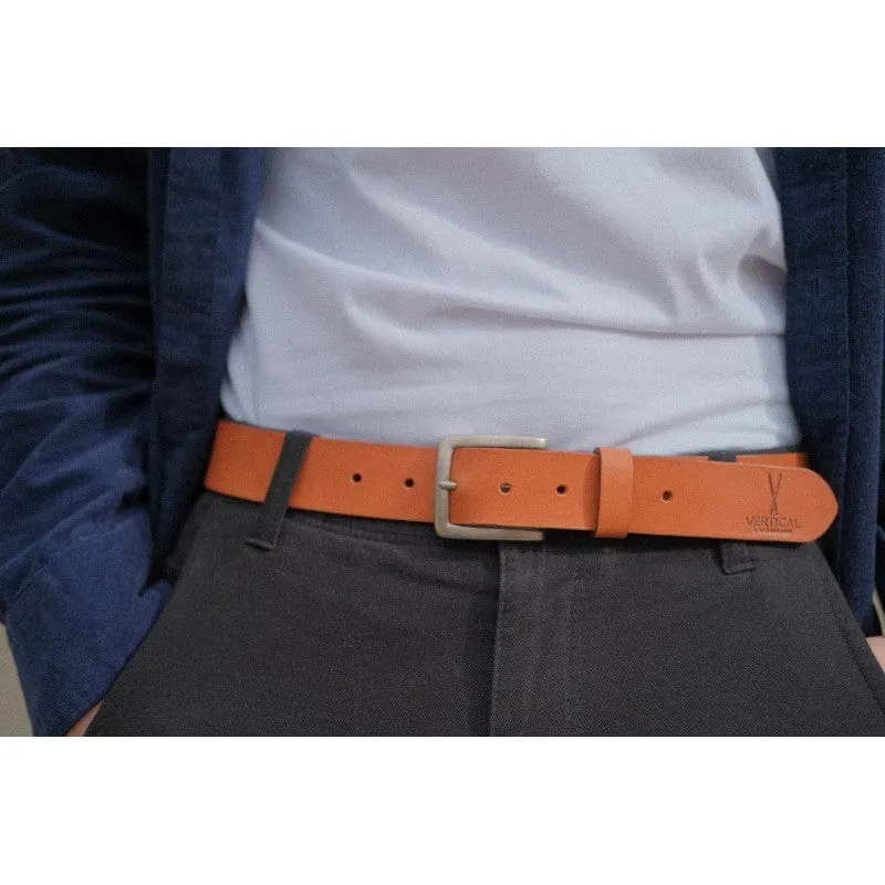 Ceinture cuir véritable camel large