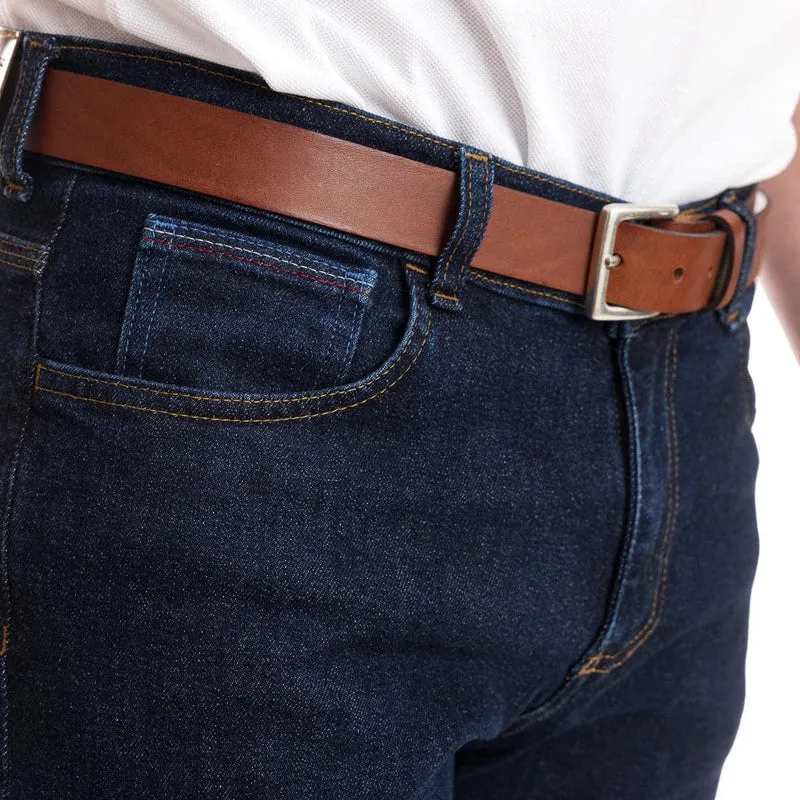 Ceinture cuir véritable cognac large