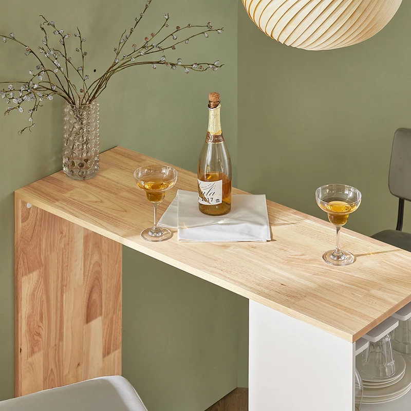 SoBuy FWT99-WN Table de Bar, Table Haute de Bar, Table de Cuisine, Table à Manger, Table Bistro, Mange-Debout avec 1 Porte et Porte-Verre