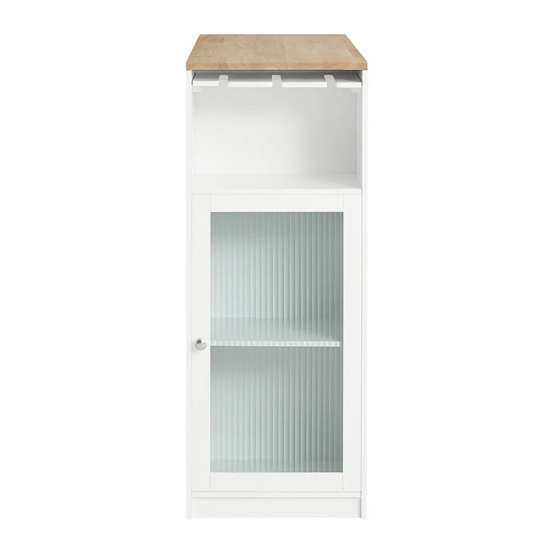 SoBuy FWT99-WN Table de Bar, Table Haute de Bar, Table de Cuisine, Table à Manger, Table Bistro, Mange-Debout avec 1 Porte et Porte-Verre