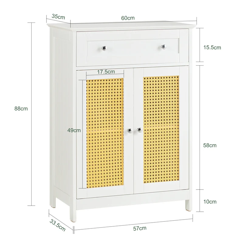 SoBuy BZR120-W Meuble Bas de Salle de Bain Armoire Toilette Commode Meuble de Rangement avec 1 Tiroir et 2 Portes