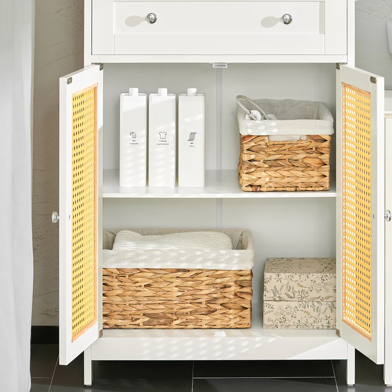 SoBuy BZR120-W Meuble Bas de Salle de Bain Armoire Toilette Commode Meuble de Rangement avec 1 Tiroir et 2 Portes