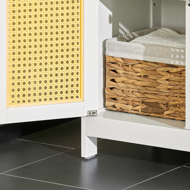 SoBuy BZR120-W Meuble Bas de Salle de Bain Armoire Toilette Commode Meuble de Rangement avec 1 Tiroir et 2 Portes