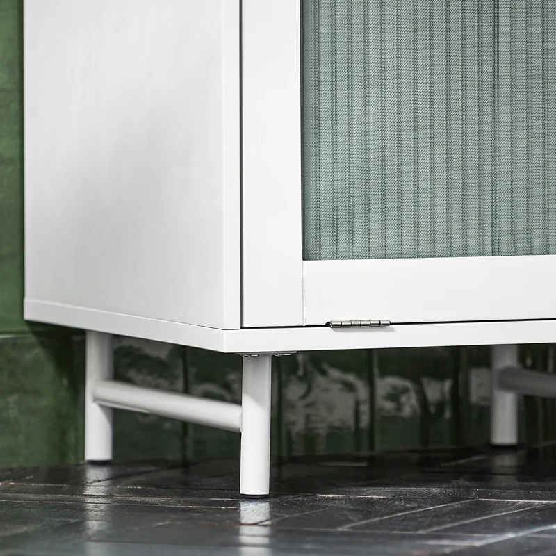 SoBuy BZR116-W Armoire à Linge avec Sac à Linge Corbeille à Linge Panier à Linge Amovible Meuble Bas de Salle de Bain