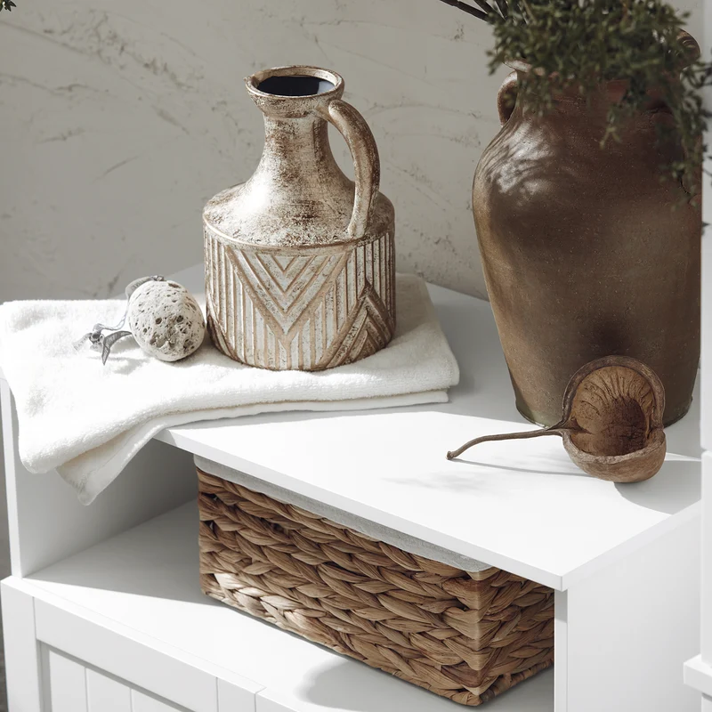SoBuy BZR107-W Meuble de Rangement Salle de Bain, Meuble Demi-Colonne, Meuble Bas, Armoire Toilettes WC, Placard