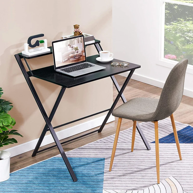 Table d'étude pliante pour ordinateur portable sans assemblage nécessaire
