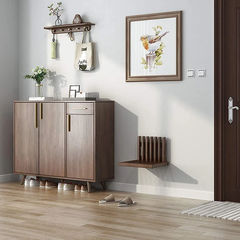 Tabouret à langer ultra-mince pliant en bois massif et gain de place tabouret de douche