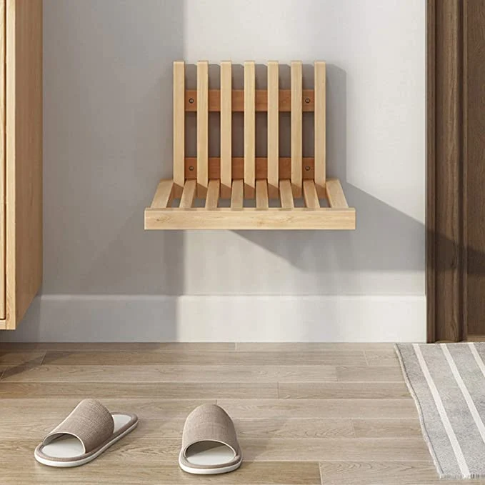 Tabouret à langer ultra-mince pliant en bois massif et gain de place tabouret de douche