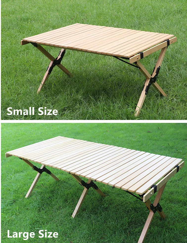 Table de pique-nique en bois extérieure pliable portable Cake Roll