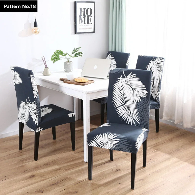 Housses de chaise de salle à manger lavables amovibles en spandex extensible imprimées pour la maison, la cuisine, la fête, le restaurant