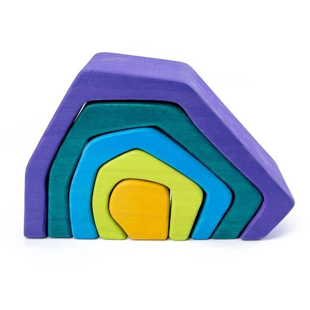 Jeu d'empilage d'empileur arc-en-ciel en bois blocs de puzzle de nidification jouet éducatif pour enfants bébé tout-petits