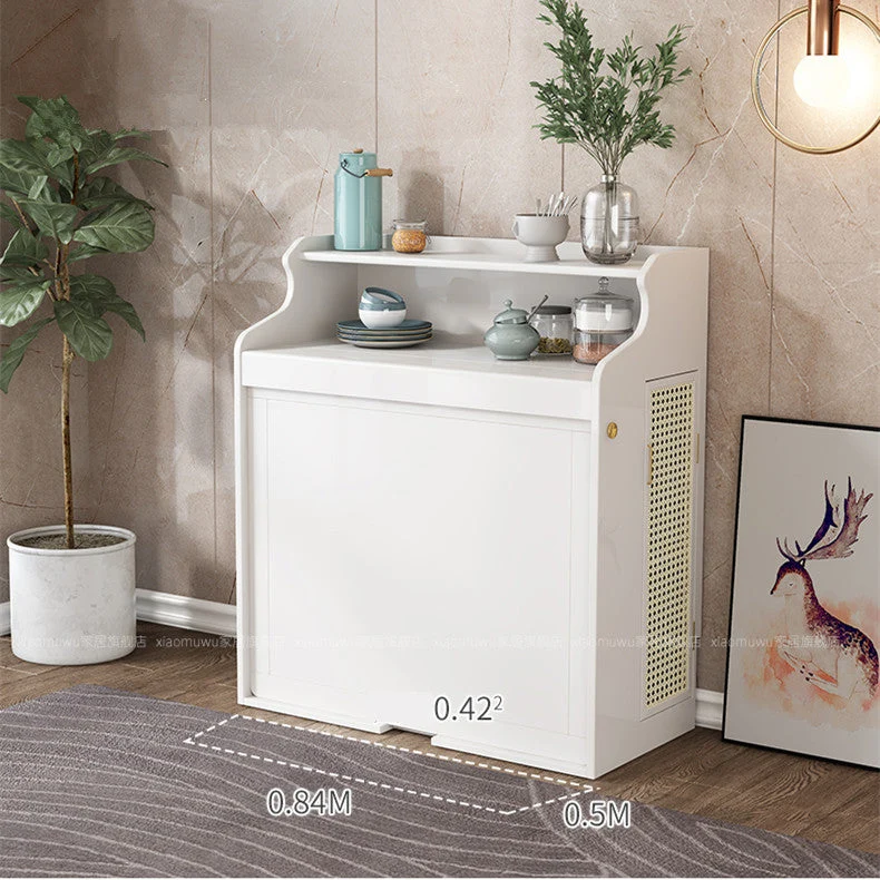 Table à manger multifonctionnelle pliante en bois massif avec armoire et chaises pliantes