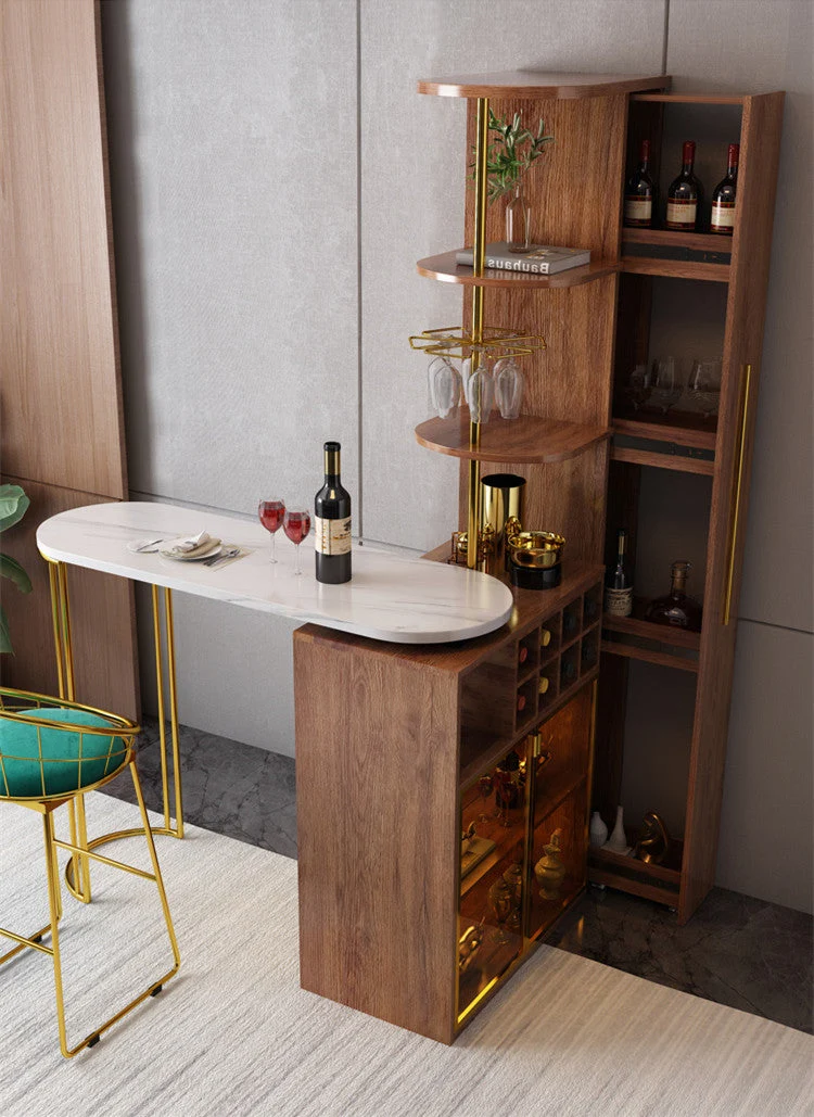 Table de bar à vin rotative de luxe léger et moderne de nouvelle conception 2021 avec armoire
