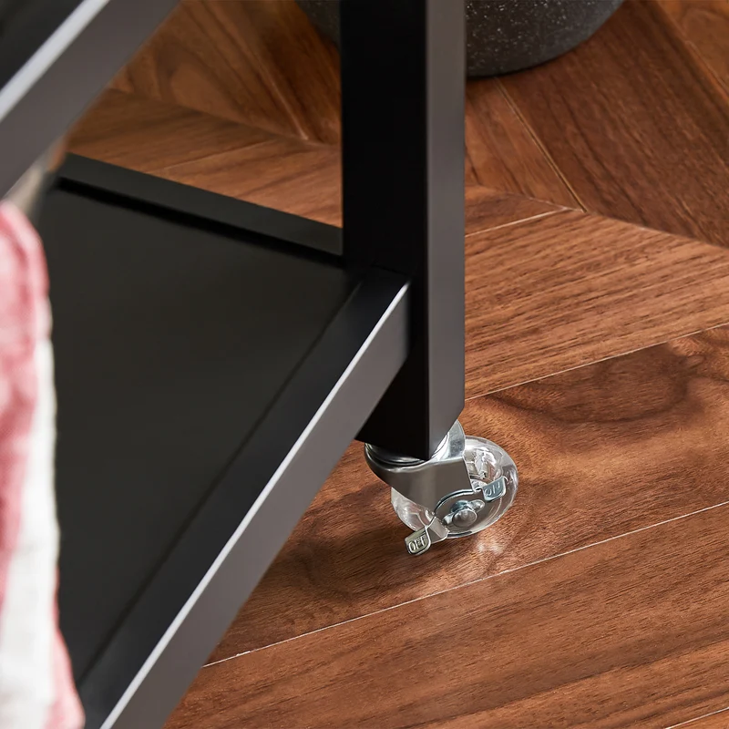 SoBuy FKW47-SCH Desserte roulante Chariot de cuisine de 2 étages avec grand plan de travail