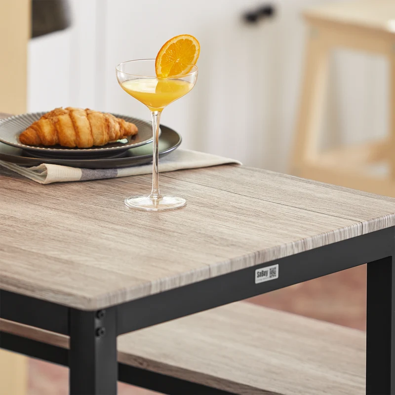 SoBuy OGT25-HN Ensemble Table à Manger et 2 Bancs, Set de 3 Pièces, Ensemble de Table de Cuisine avec 2 Bancs